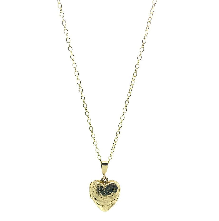 Collar con medallón de corazón pequeño de oro de 9 quilates vintage de los años 50