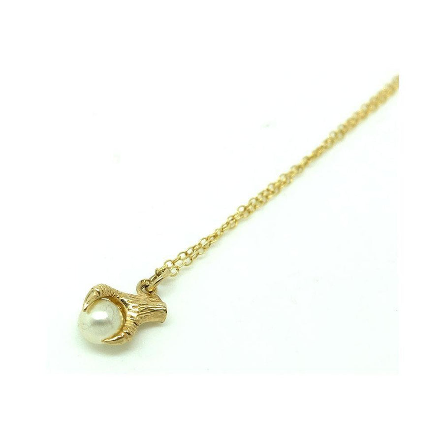 Vintage 1950s 9ct Yellow Gold Bird Eagle Claw Charm Necklace