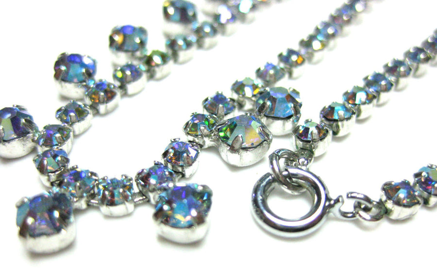 Vintage 1950s Aurora Borealis Blue Necklace
