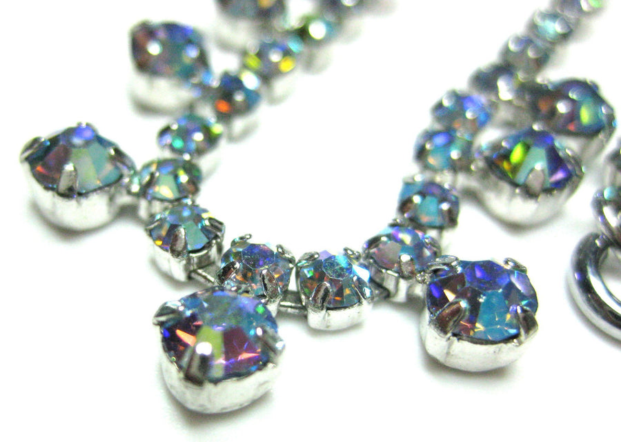 Vintage 1950s Aurora Borealis Blue Necklace