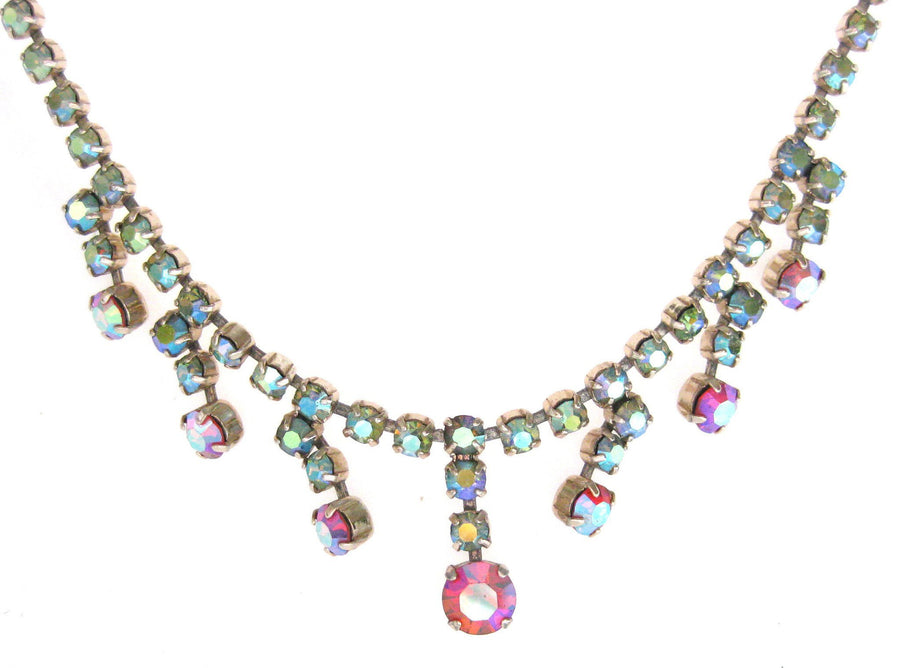 Vintage 1950s Aurora Borealis Drop Necklace