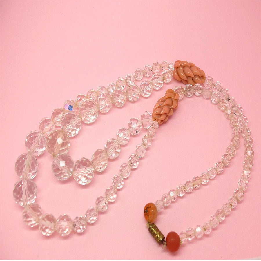 Vintage 1950s Clear Glass Beaded Necklace
