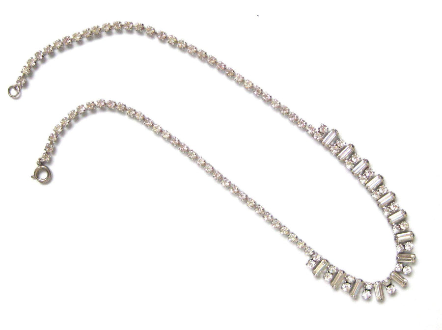 Vintage 1950s Diamante Baguette Necklace