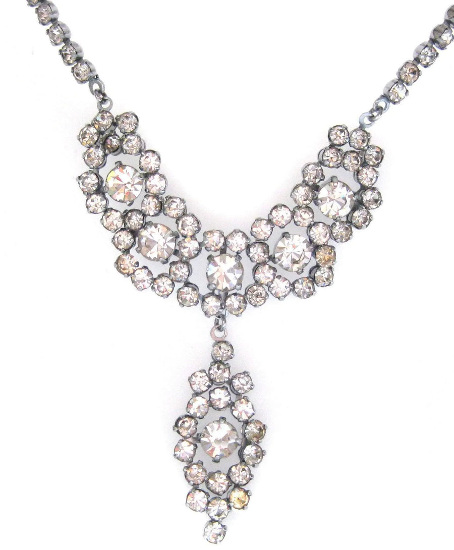 Vintage 1950s Diamante Drop Necklace - Mayveda Jewelry