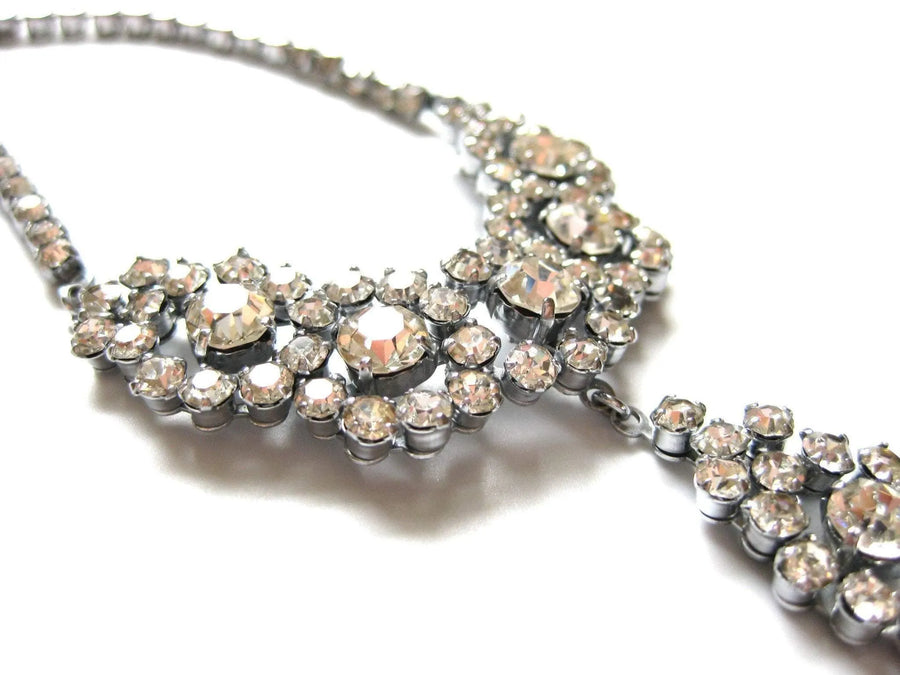 Vintage 1950s Diamante Drop Necklace - Mayveda Jewelry