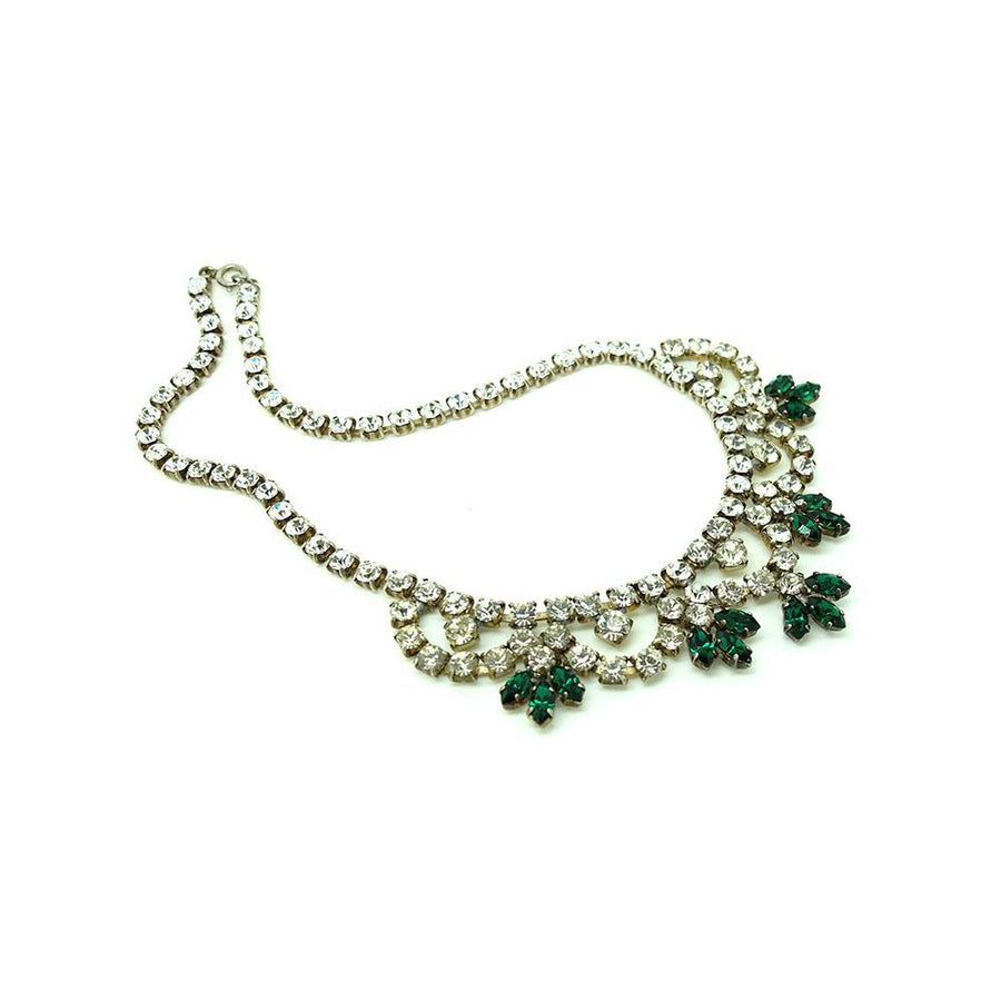 Vintage 1950s Emerald Glass Bib Necklace