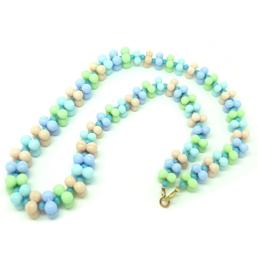 Vintage 1950s Pastel Glass Beaded Necklace