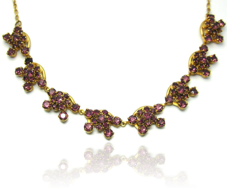 Vintage 1950s Purple Flower Necklace