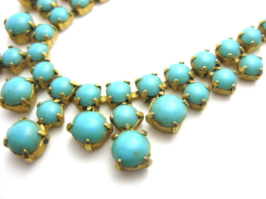 Vintage 1950s Turquoise Gold Necklace