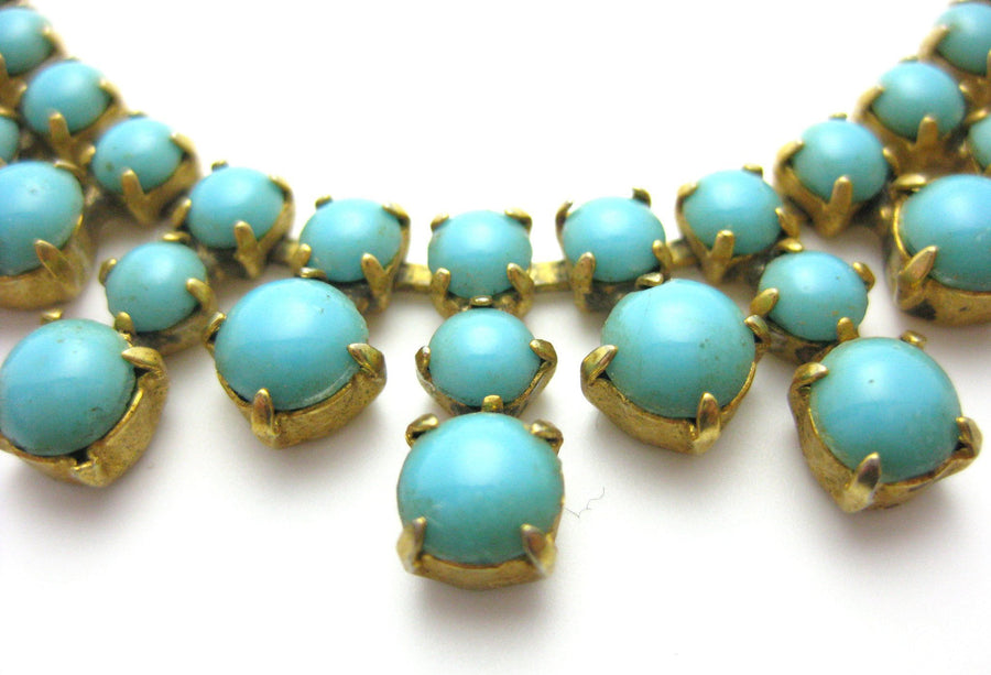 Vintage 1950s Turquoise Gold Necklace