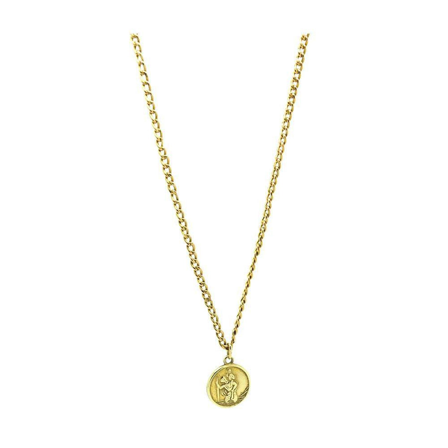 Vintage 1958 9ct Gold St Christopher Pendant Necklace