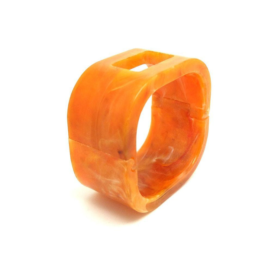 RESERVED - Vintage 1960s Plastic Orange Square Bangle Bracelet