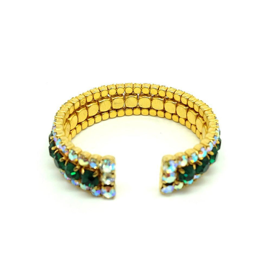 Vintage 1960's Green Diamanté Bangle Bracelet