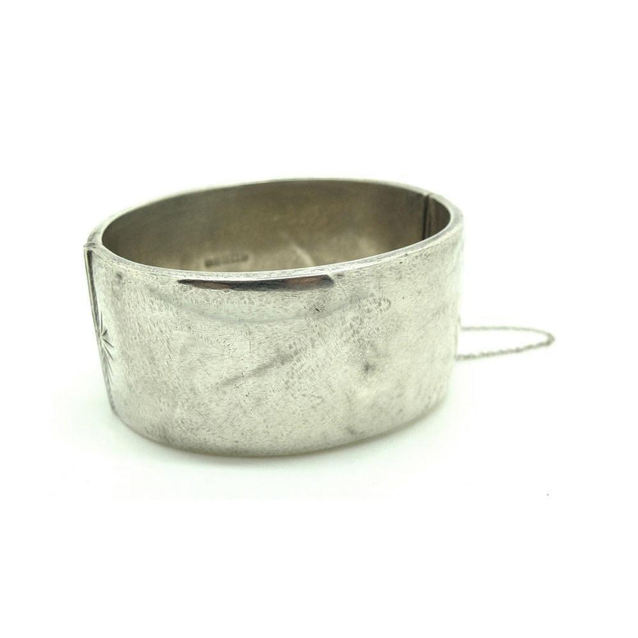 Vintage 1960s Sterling Silver Wide Bangle Bracelet