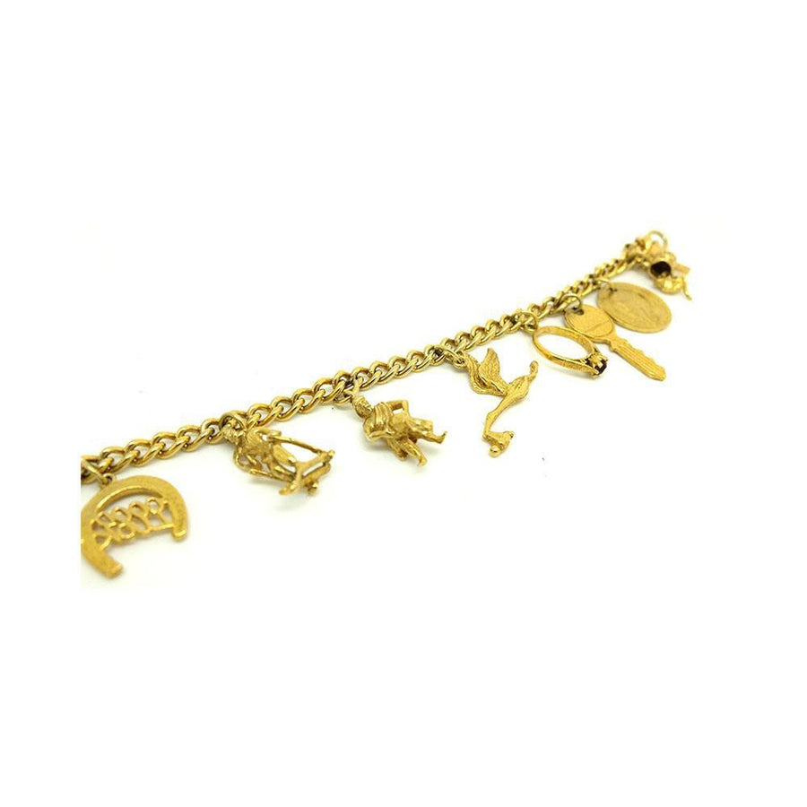 Vintage 1960s Yellow Gold Plated Charm Bracelet