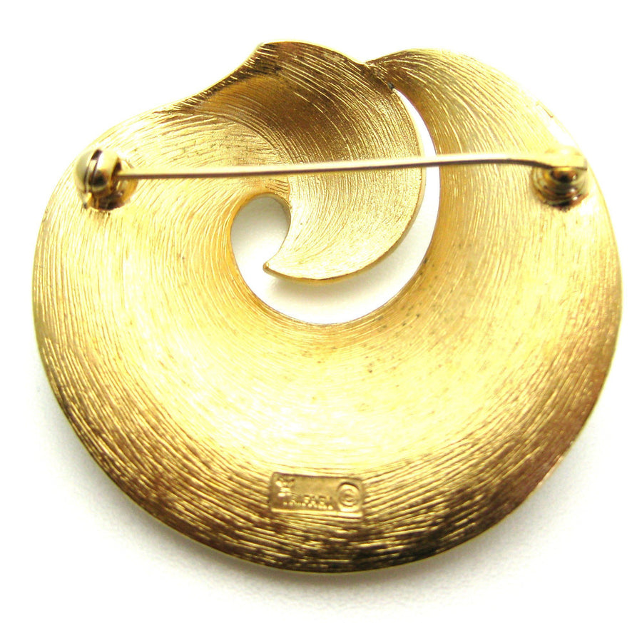 Designer Vintage 1960s Trifari Gold Swirl Brooch