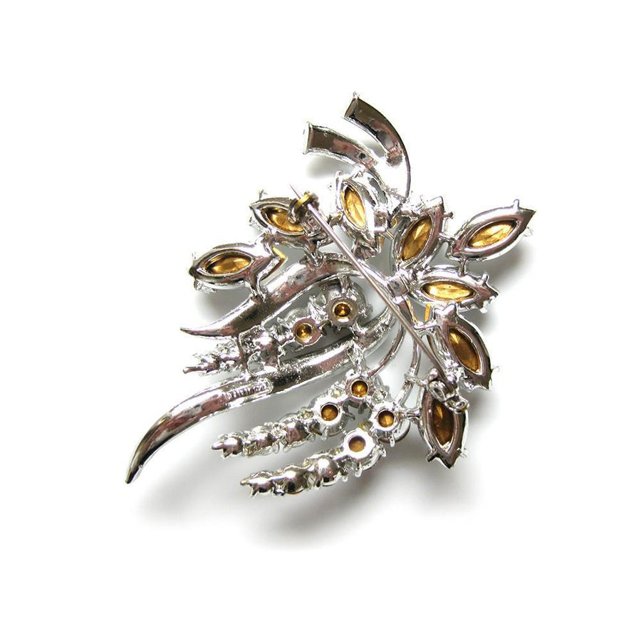 Vintage 1960's Diamante Designer Trifari Flower Brooch