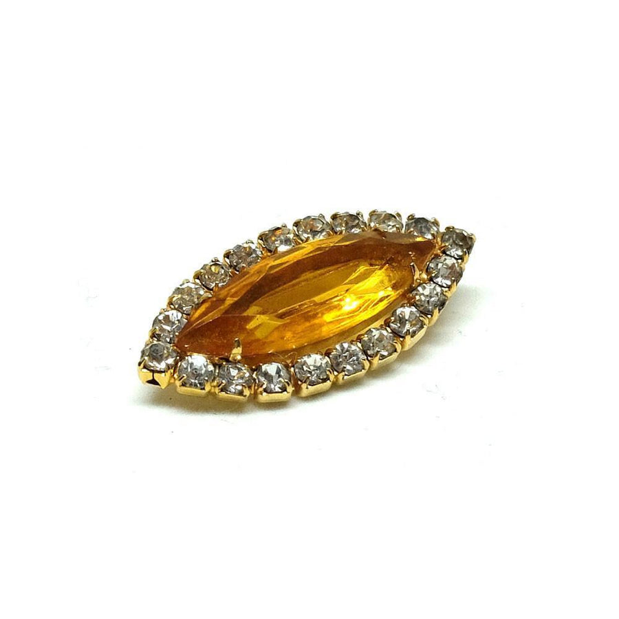 Vintage 1960s Amber Glass Diamante Brooch