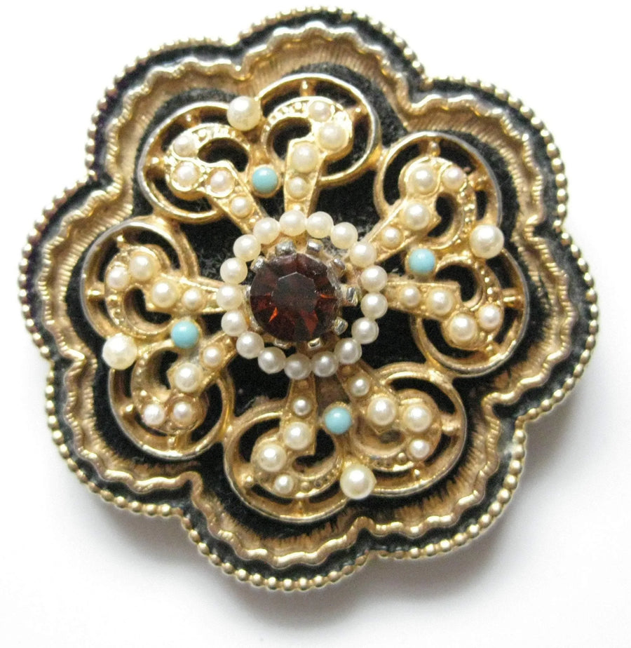 Vintage 1960s Black Brooch by "ART" - Mayveda Jewelry