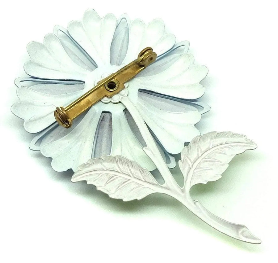 Vintage 1960s Blue Enamel Flower Brooch - Mayveda Jewelry