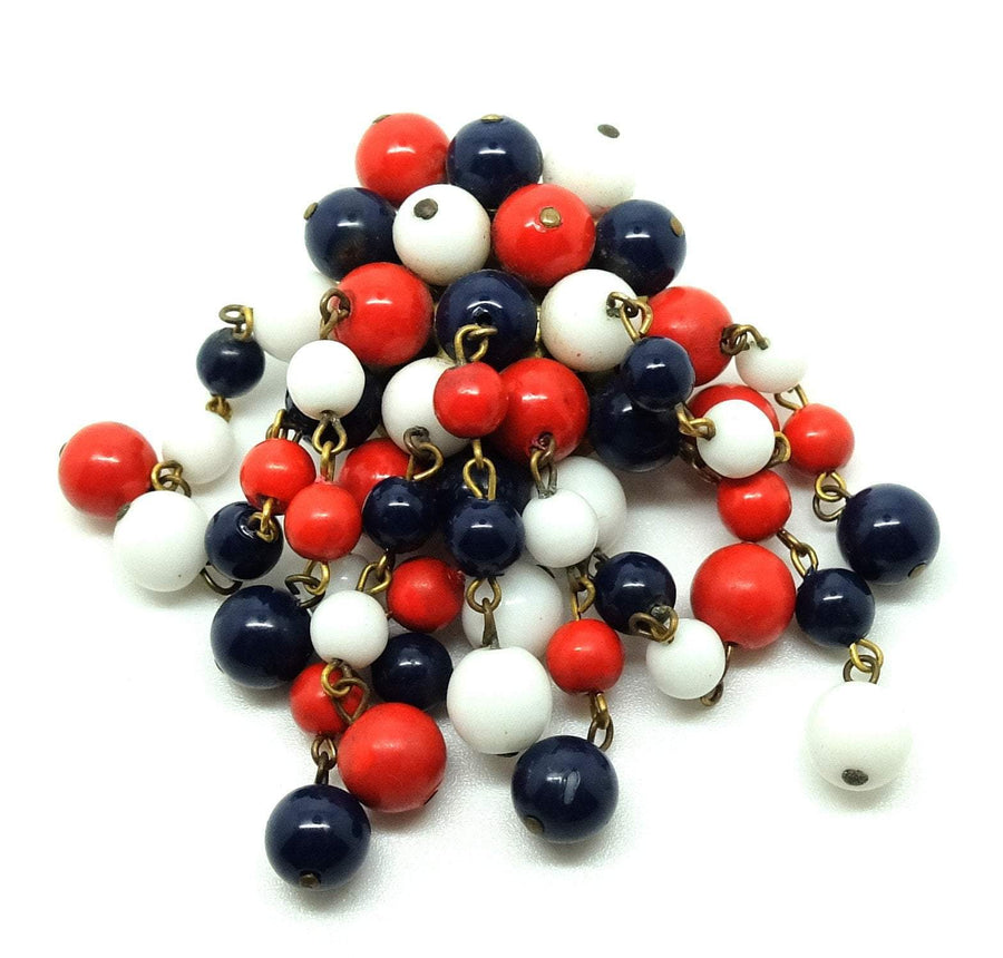 Vintage 1960s Cascade Red, White & Blue Brooch