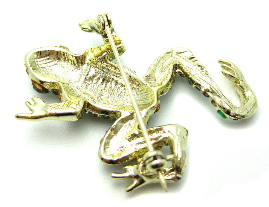 Vintage 1960s Diamante Frog Brooch
