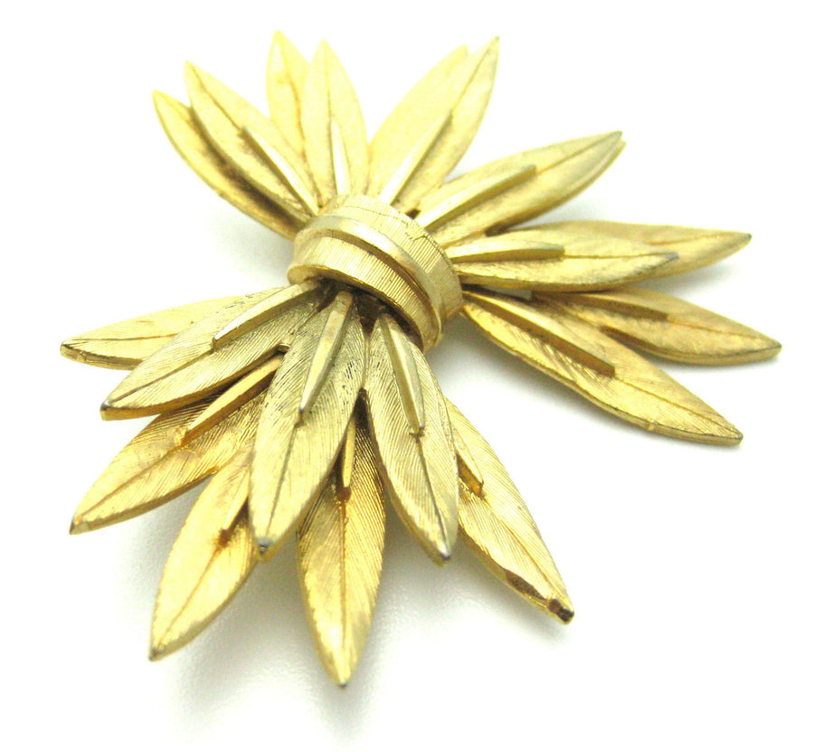 Vintage 1960s Gold Leaf Brooch