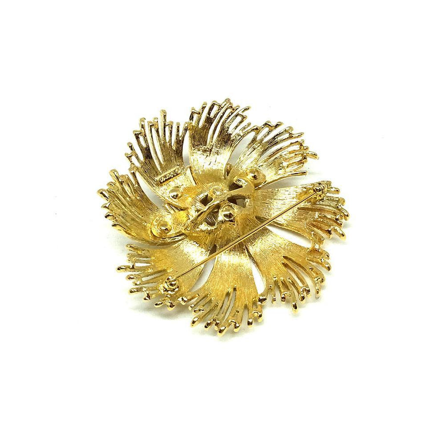 Vintage 1960s Monet Rope Flower Gold Plated Brooch Pin