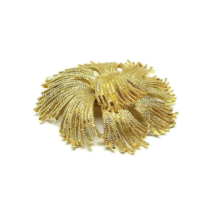Vintage 1960s Monet Rope Flower Gold Plated Brooch Pin