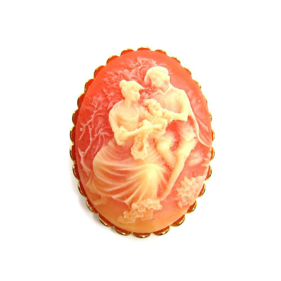 Vintage 1960s Peach Lucite Cameo Brooch