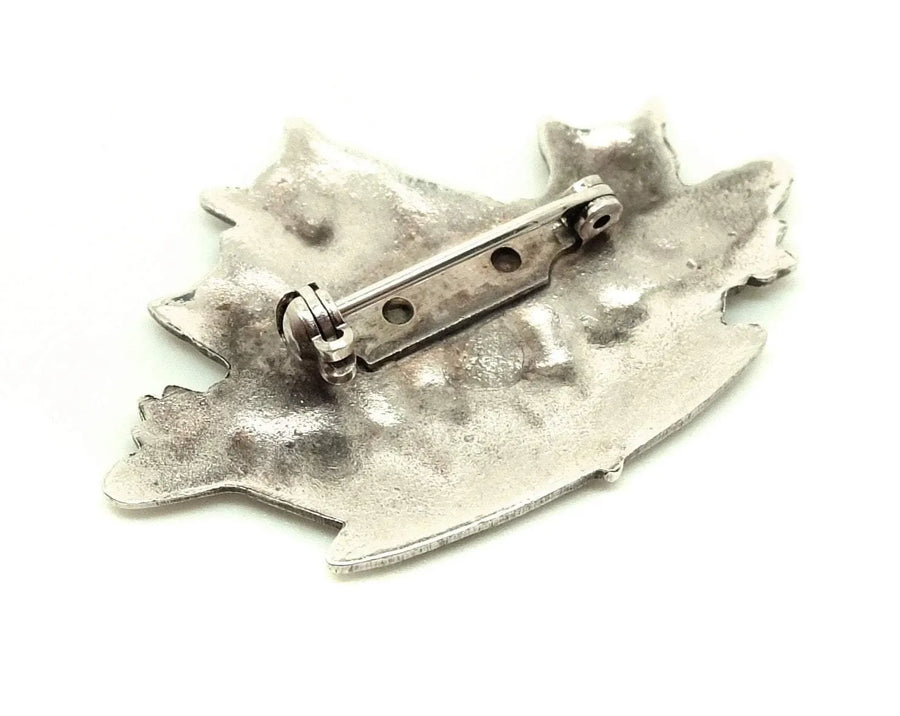 Vintage 1960s Silver Tone Cat Basket Brooch