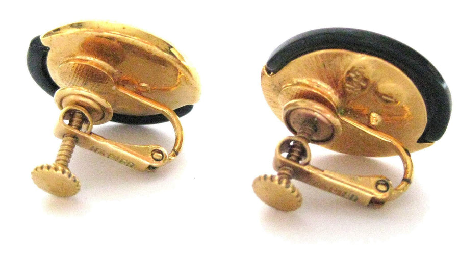 Black & Gold 1960s Napier Earrings