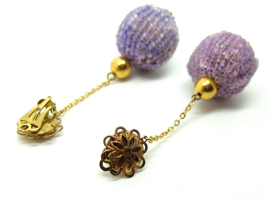 Vintage 1960s Bauble Purple Earrings
