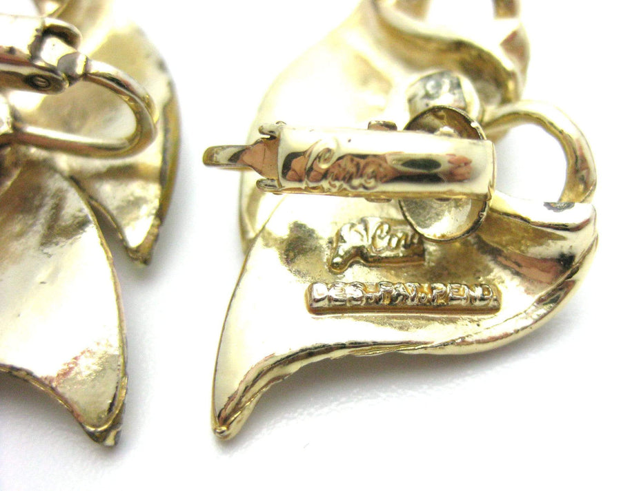 Vintage 1960s Designer Coro Leaf Earrings