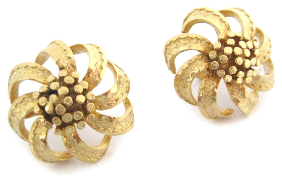 Vintage 1960s Gold Flower Earrings