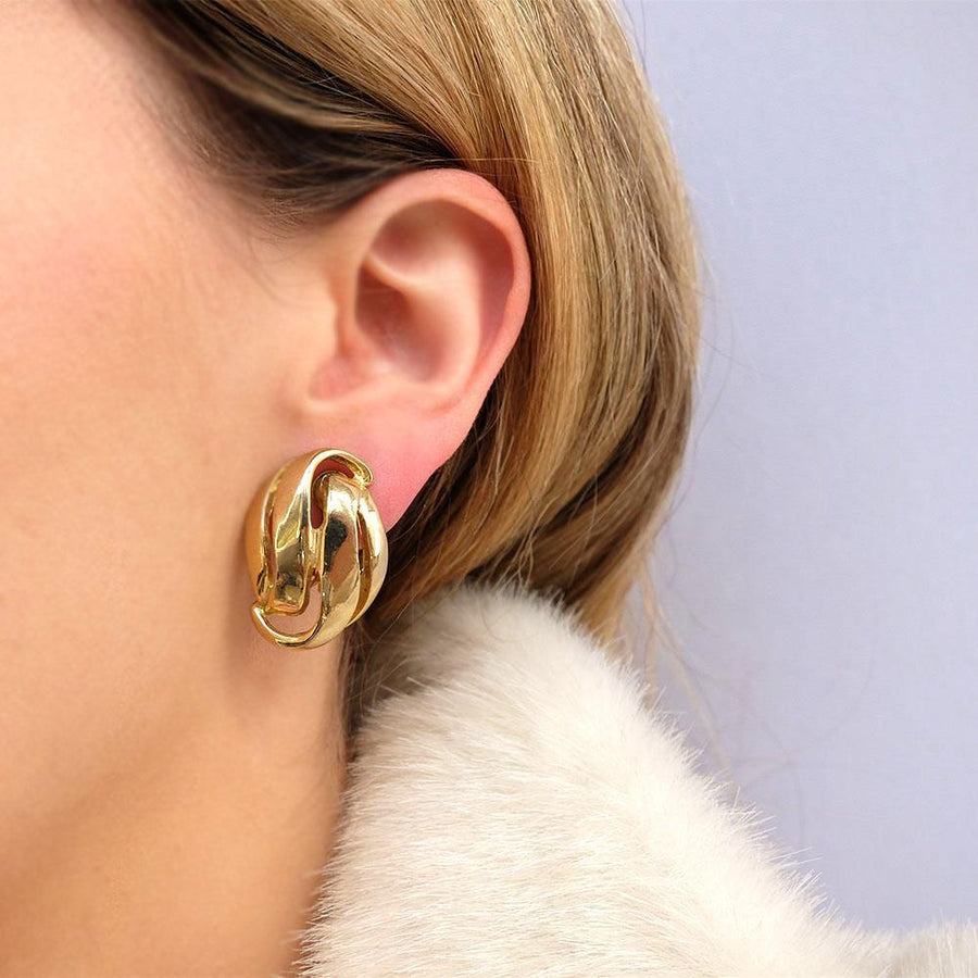 Vintage 1960s Gold Swirl Clip Earrings