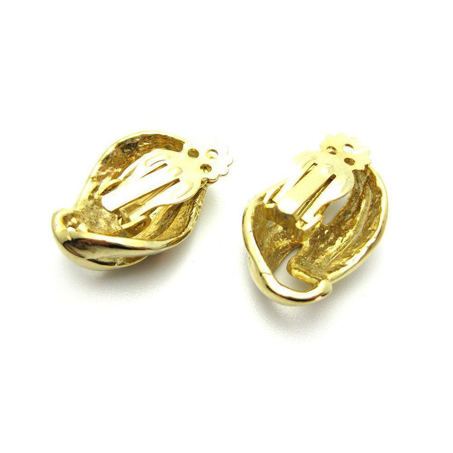 Vintage 1960s Gold Swirl Clip Earrings