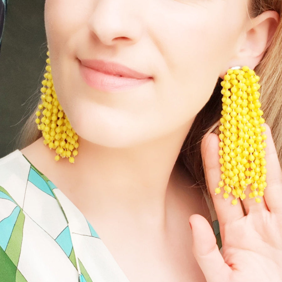 Vintage 1960s Italian Yellow Clip on Earrings