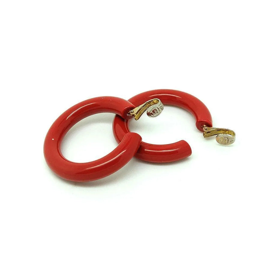 Vintage 1960s Plastic Clip on Hoop Earrings - Mayveda Jewelry