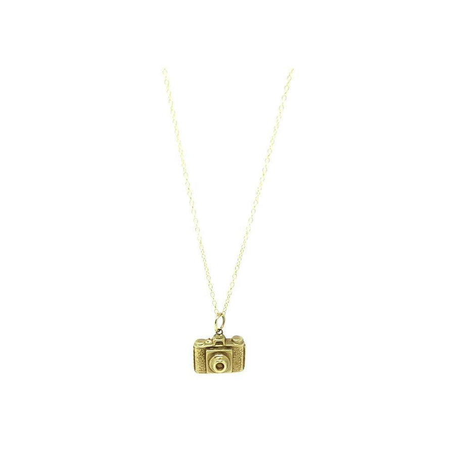 Reserved - Vintage 1960s 9ct Yellow Gold Camera Charm Necklace