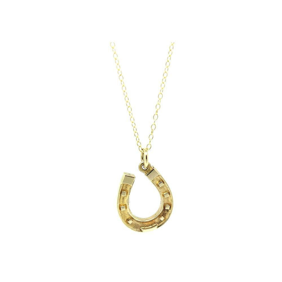 Reserved - Vintage 1964 9ct Yellow Gold Horseshoe Charm Necklace