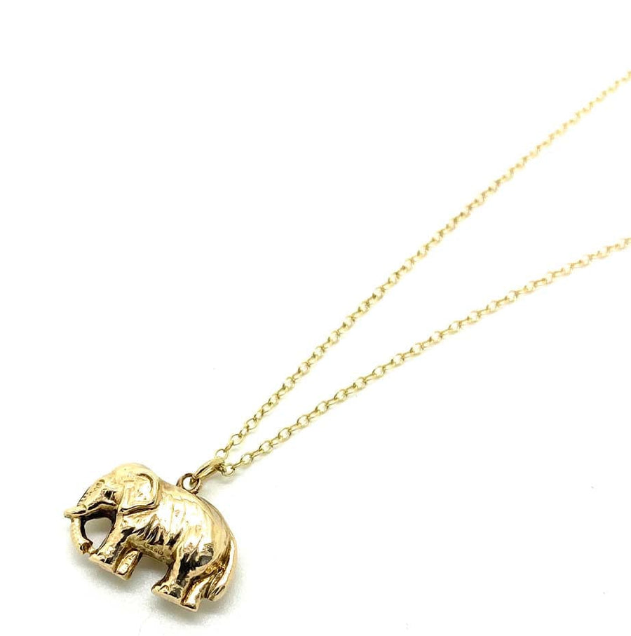 1960s Necklace Vintage 1960 9ct Gold Elephant Charm Necklace Mayveda Jewellery
