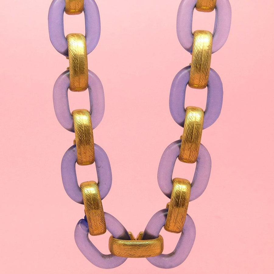 Vintage 1960's Blue & Gold Link Necklace