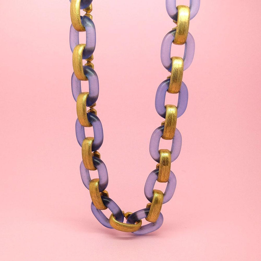 Vintage 1960's Blue & Gold Link Necklace