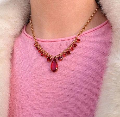 Vintage 1960's Red Diamante Choker Necklace