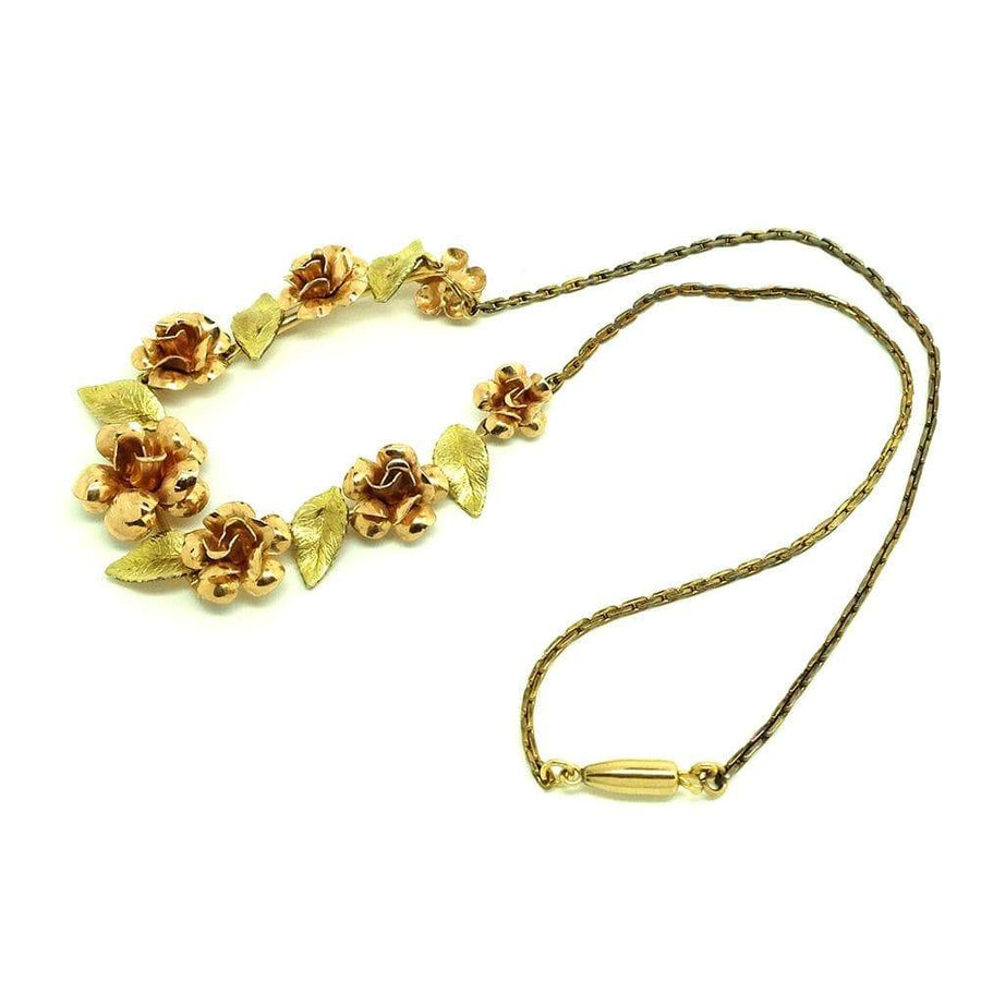 1960s Necklace Vintage 1960s 14ct Gold Plated Krementz Rose Necklace