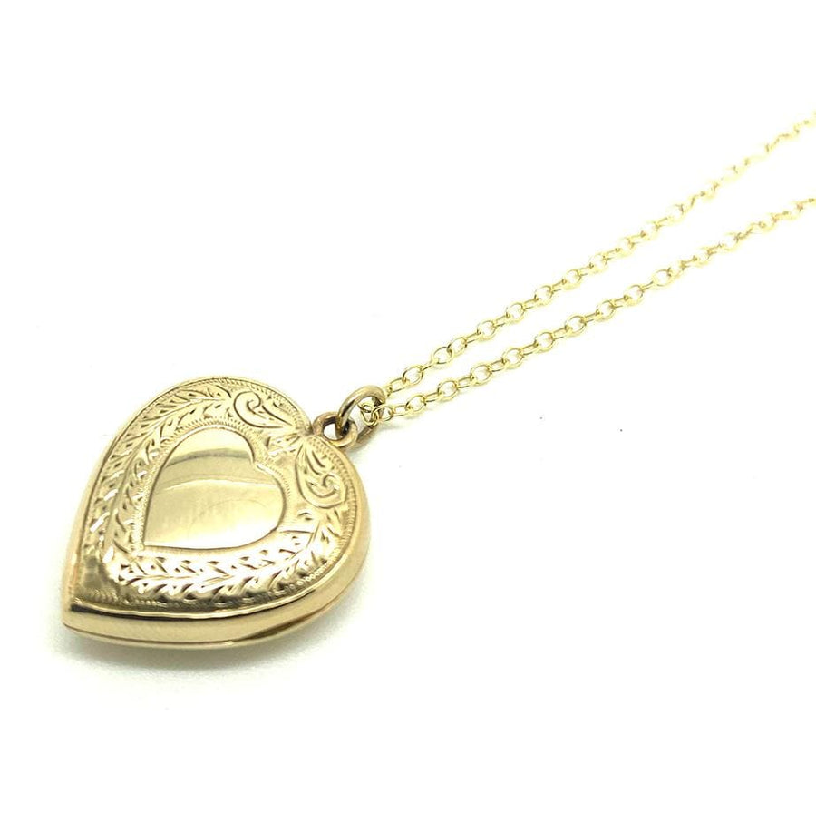 Vendido - Collar con medallón de corazón de oro de 9 quilates vintage de los años 60