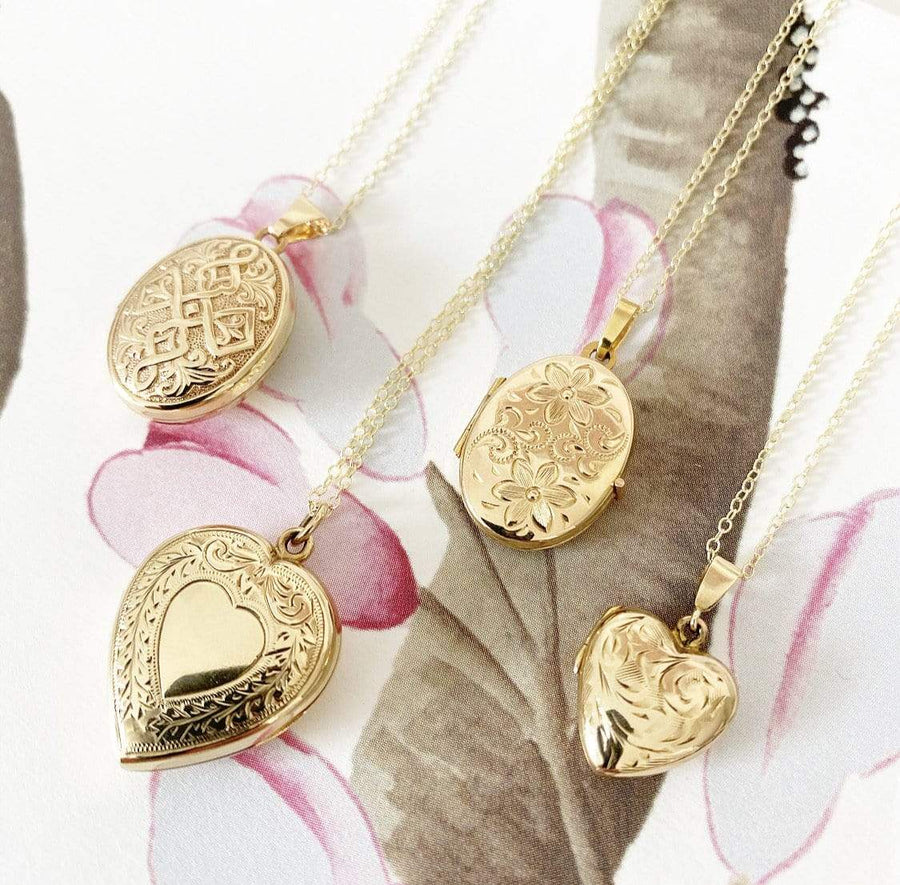 Vendido - Collar con medallón de corazón de oro de 9 quilates vintage de los años 60