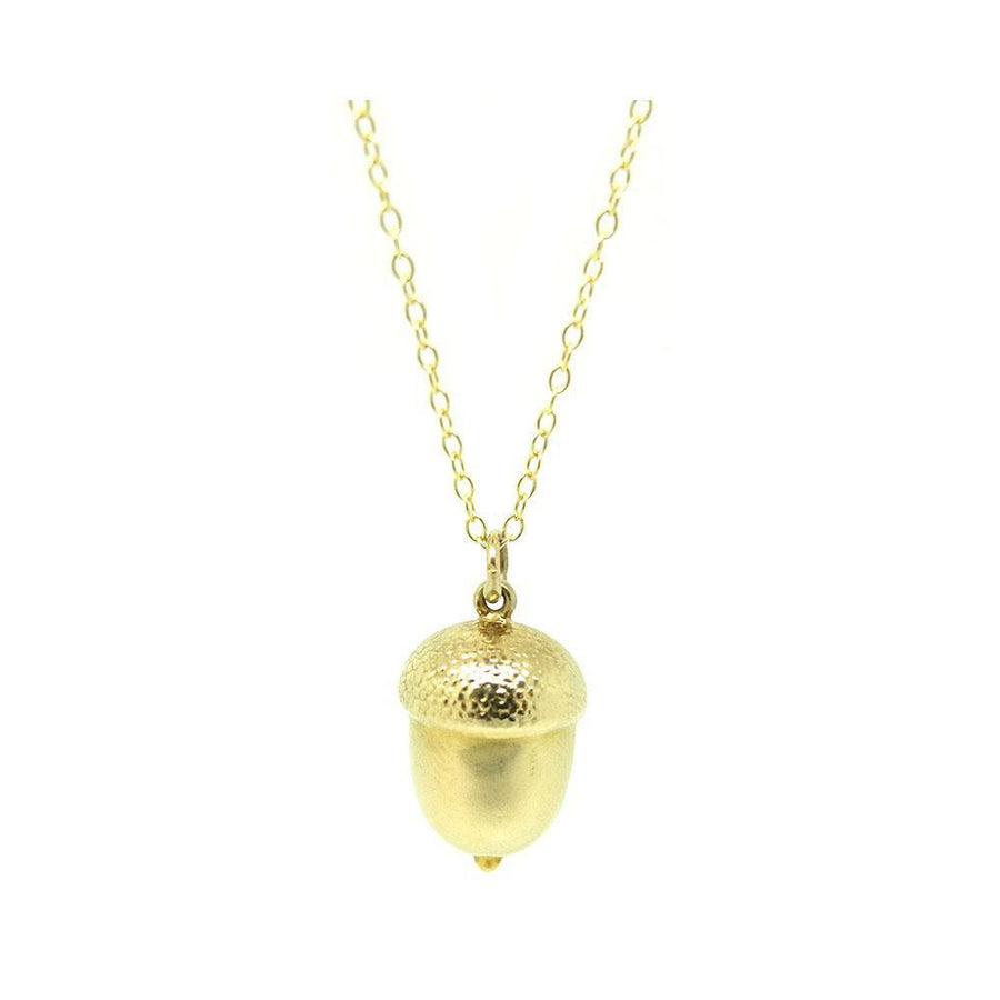Vintage 1960s 9ct Yellow Gold Acorn Charm Necklace