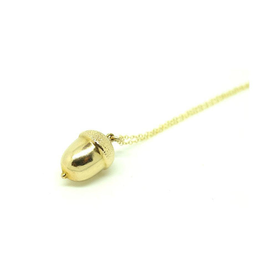 Vintage 1960s 9ct Yellow Gold Acorn Charm Necklace